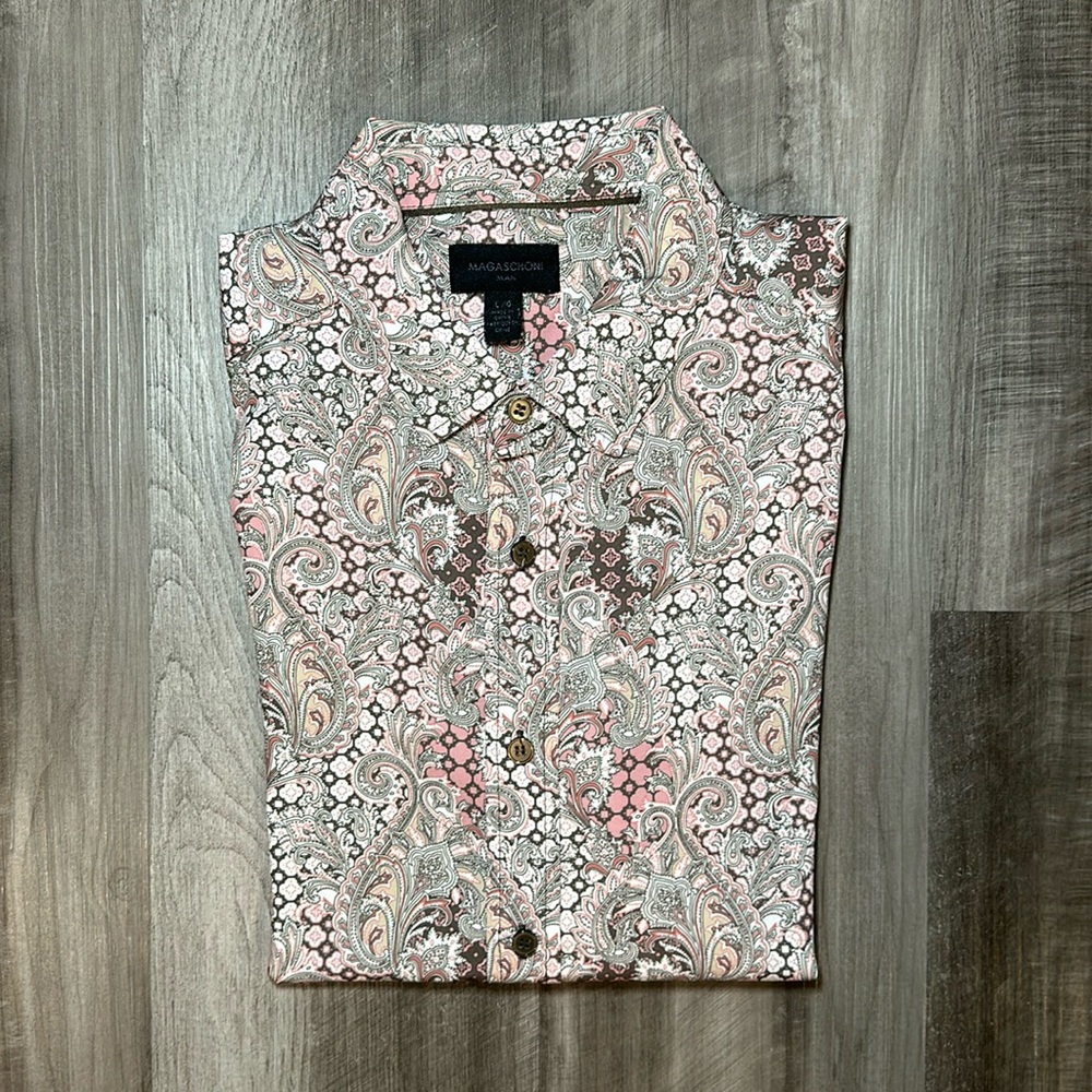 Magaschoni Man Short Sleeve Button Down - Large